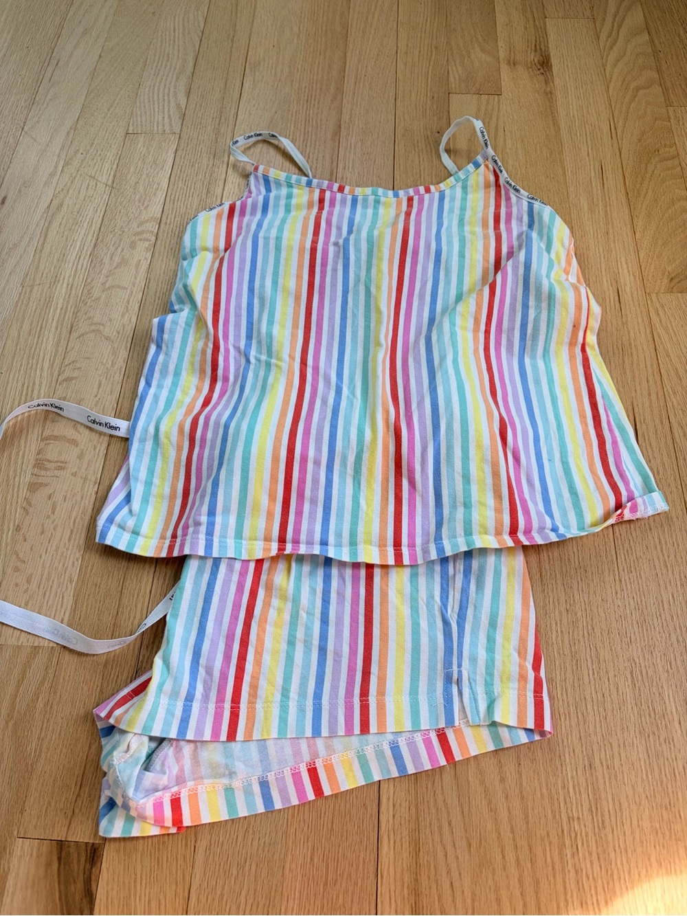 Calvin Klein Rainbow Stripe Pajama Set Size Medium Built In Bra